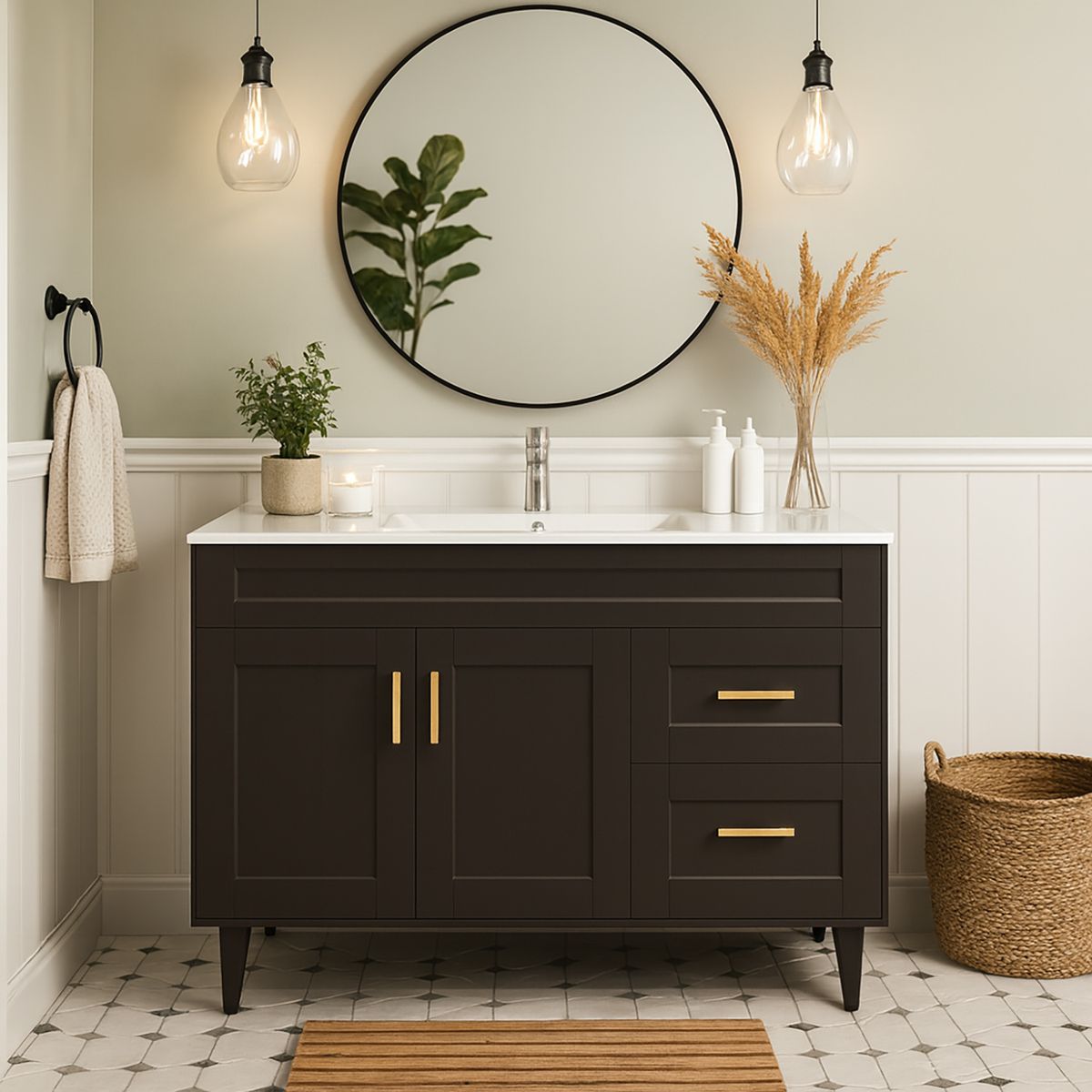 DOMSA - Kit mueble vanitorio Deluxe 120SK P café 120 cm