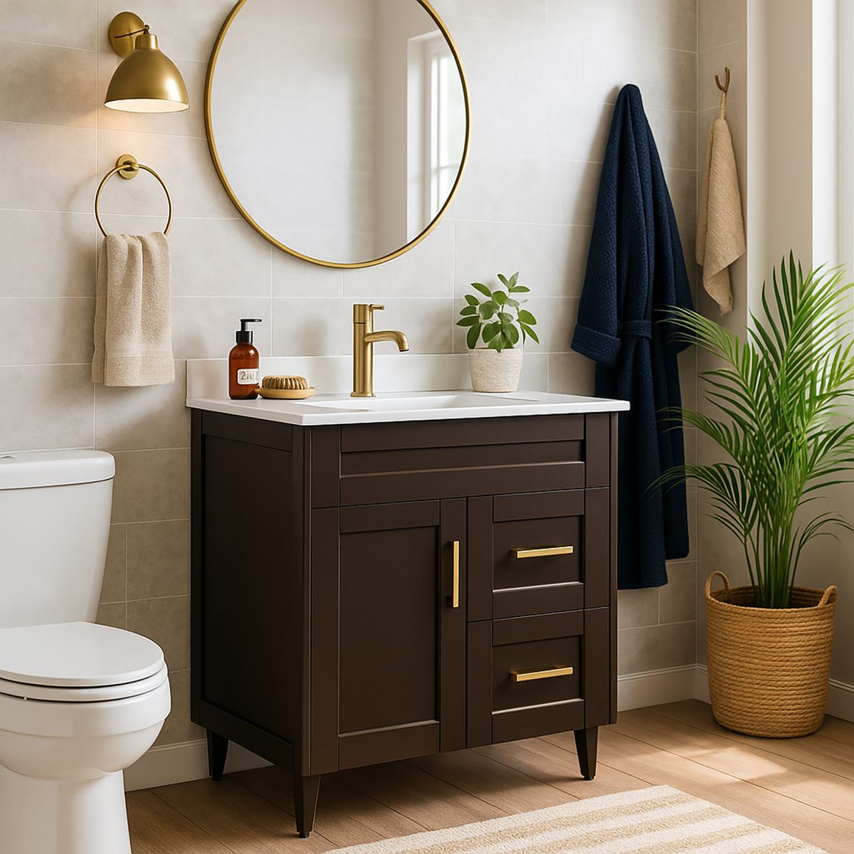 DOMSA - Kit mueble vanitorio Deluxe 70SK P café 70 cm