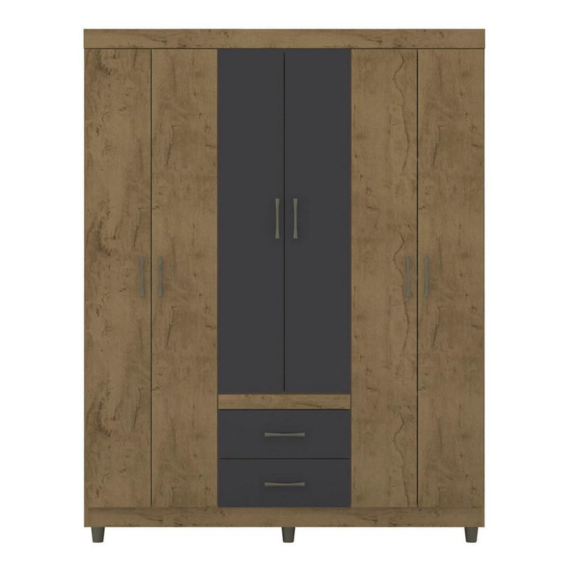 EXIT - Clóset 6 Puerta(s) 2 Cajón(es) 4 Repisa(s) 140x182x40 cm Freijo/Carbón