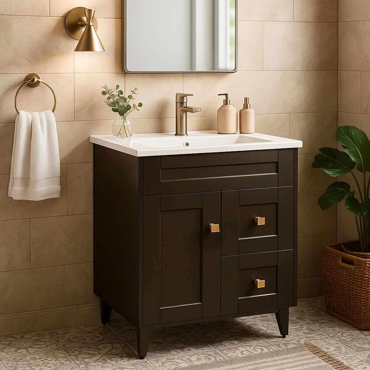 DOMSA - Kit mueble vanitorio Deluxe N60SK P café 60 cm