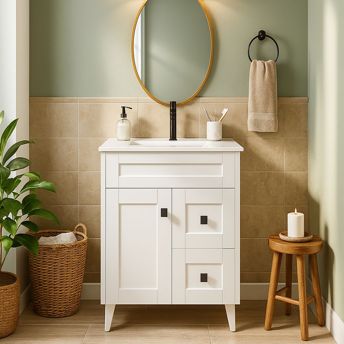 DOMSA - Kit mueble vanitorio Deluxe N60SK P blanco 60 cm