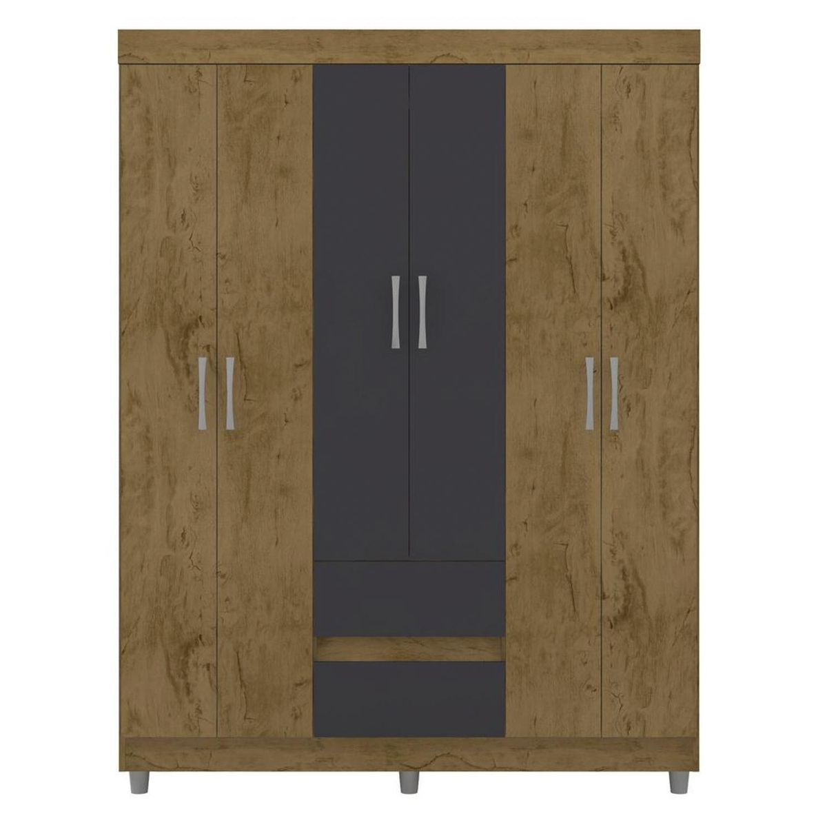 EXIT - Clóset 6 Puerta(s) 2 Cajón(es) 5 Repisa(s) 136x182x47 cm Freijo/Carbón