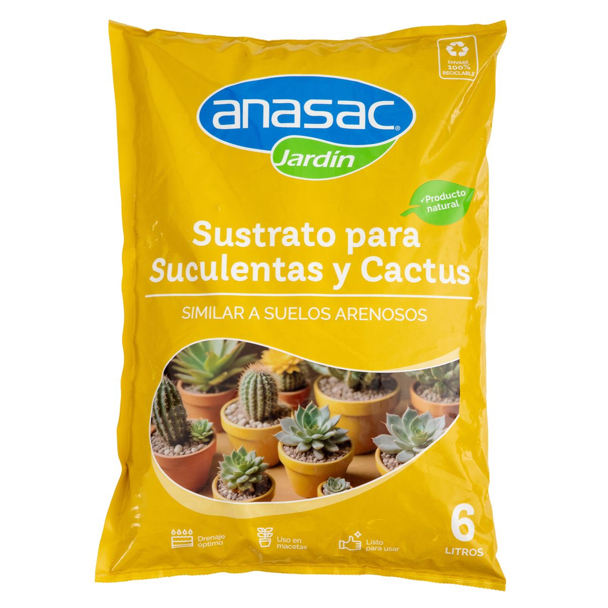 ANASAC - Sustrato para suculentas y cactus 6 l