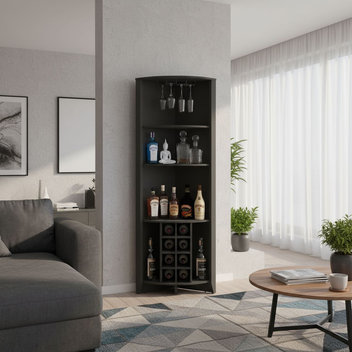 TUHOME - Bar Esquinero Essential 49x180.6x49 cm Wengue