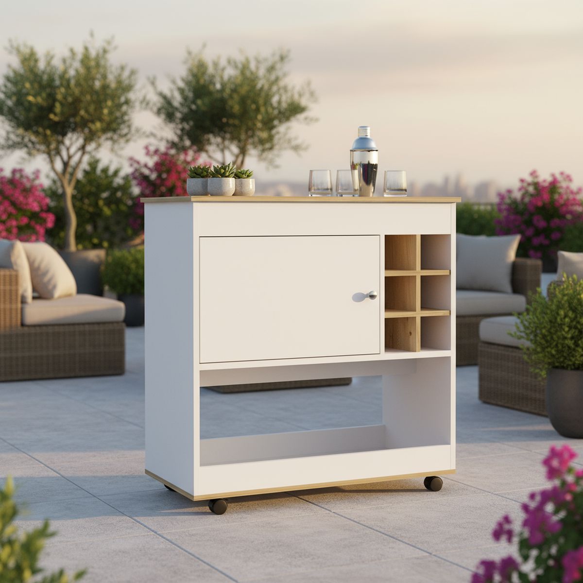 TUHOME - Bar Bi-Color Colección 90x95x47 cm Blanco/duna