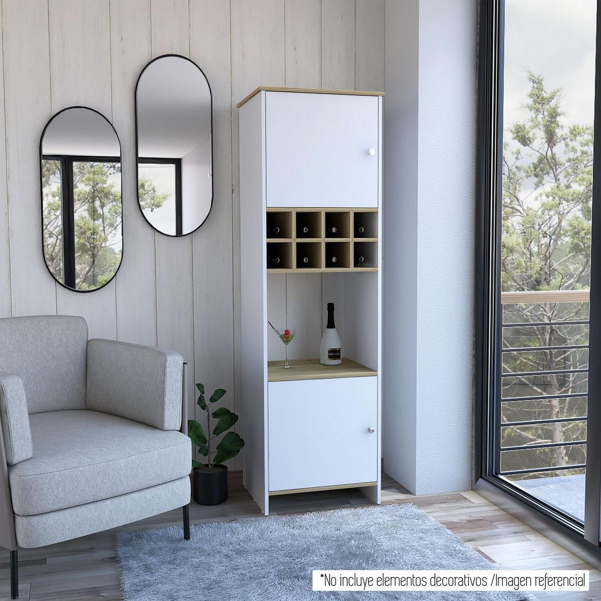 TUHOME - Bar 2 Bi-Color Colección 54.7x180x47 cm Blanco/duna