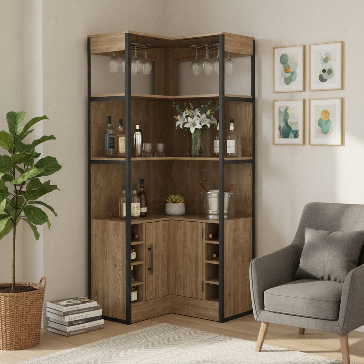 TUHOME - Bar Esquinero Magnum 77.5x180.4x77.5 cm Miel