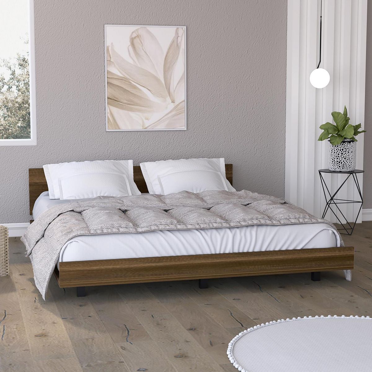 TUHOME - Cama Kaia 2 plazas caramelo wengue