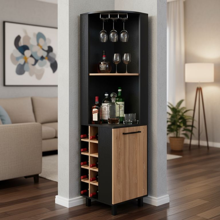 TUHOME Bar Esquinero kaia 45x180x45 cm Wemgue / miel