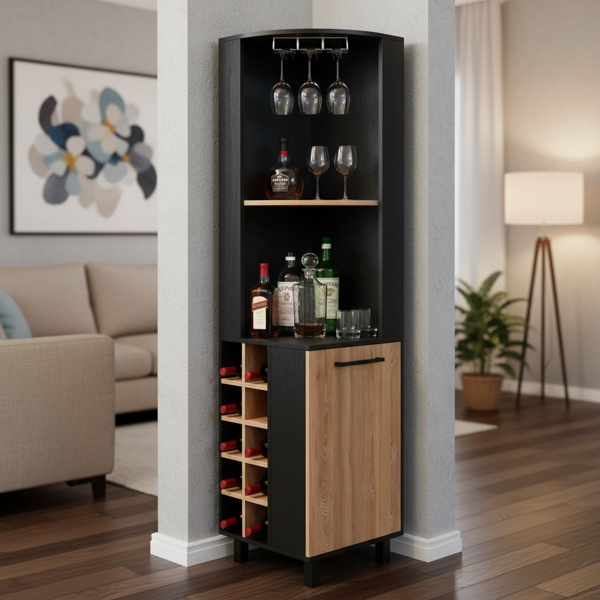 TUHOME - Bar Esquinero kaia 45x180x45 cm Wemgue / miel