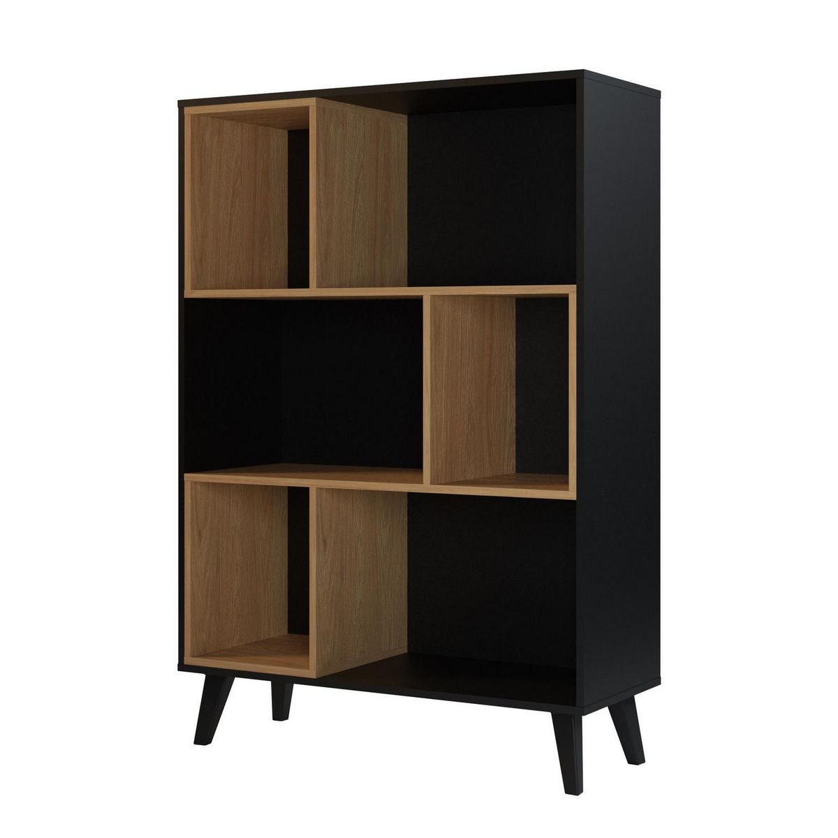 SILCOSIL - Estante Ragnar Melamina 6 Nivel(es) 90x130x35 cm Negro/Madera