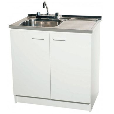 Kit mueble blanco lavaplatos 100 derecho+monomando
