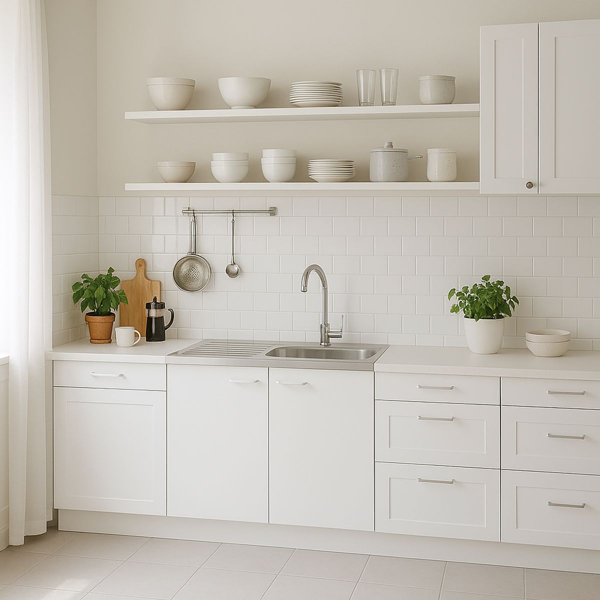 TEBISA - Kit Mueble Para Lavaplatos Izquierdo Blanco 100 cm/Grifería