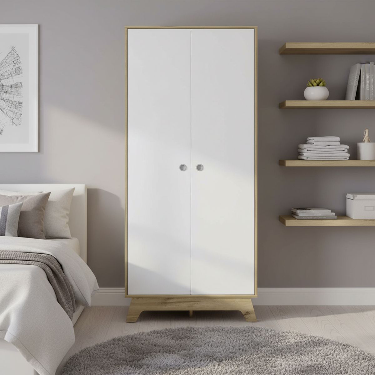 TUHOME - Clóset Bi Color 2 Puerta(s) 80x180,2x50 cm Blanco