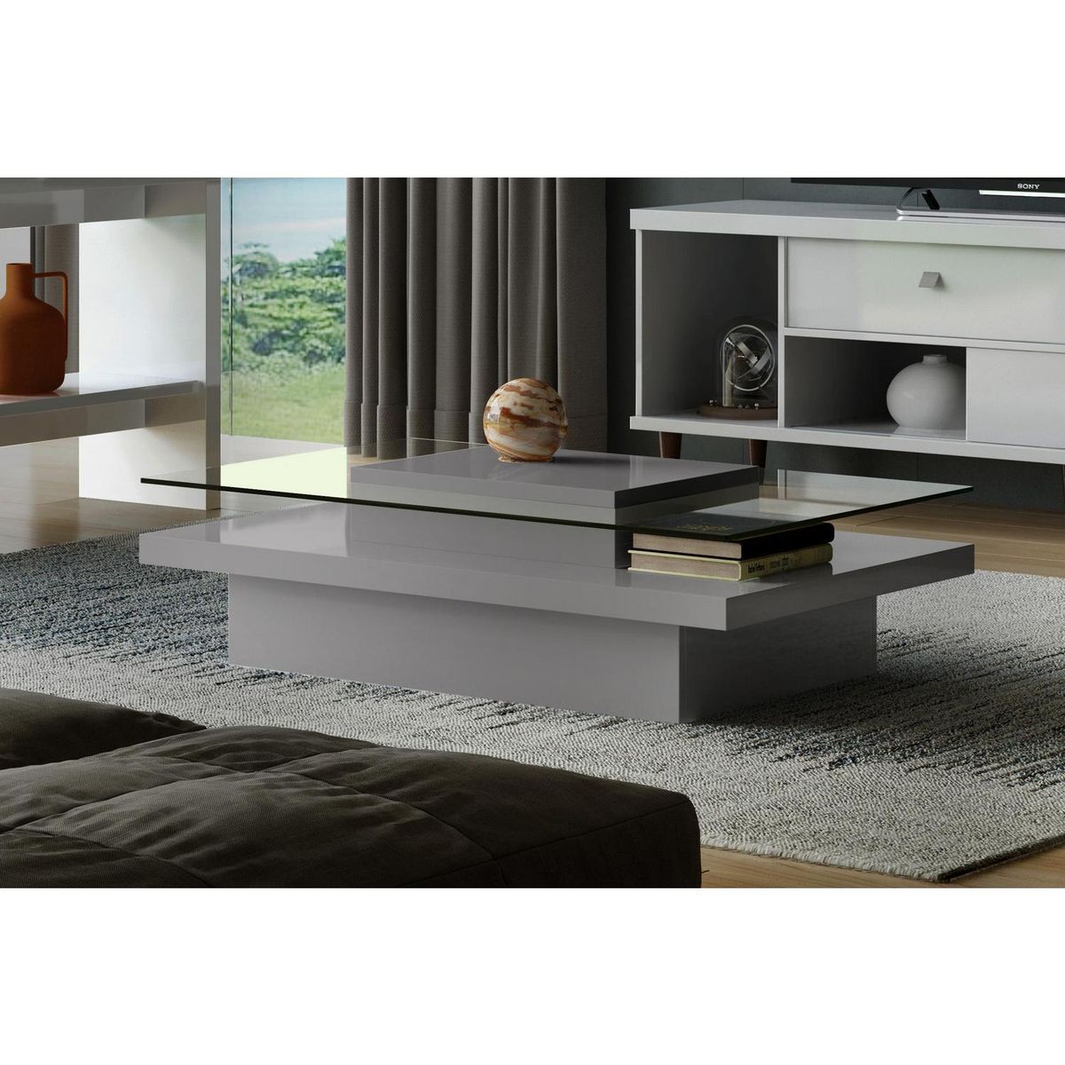 EXIT - Mesa de centro cubierta de vidrio