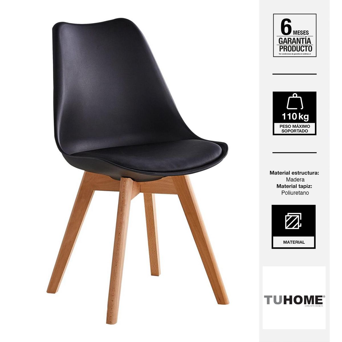 TUHOME - Silla Escritorio Negro / café claro