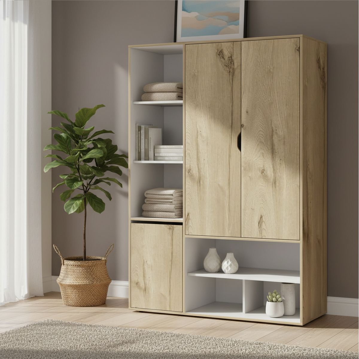 TUHOME - Clóset Sleep 2 Puerta(s) 1 Cajón(es) 6 Repisa(s) 120x178x50 cm Duna