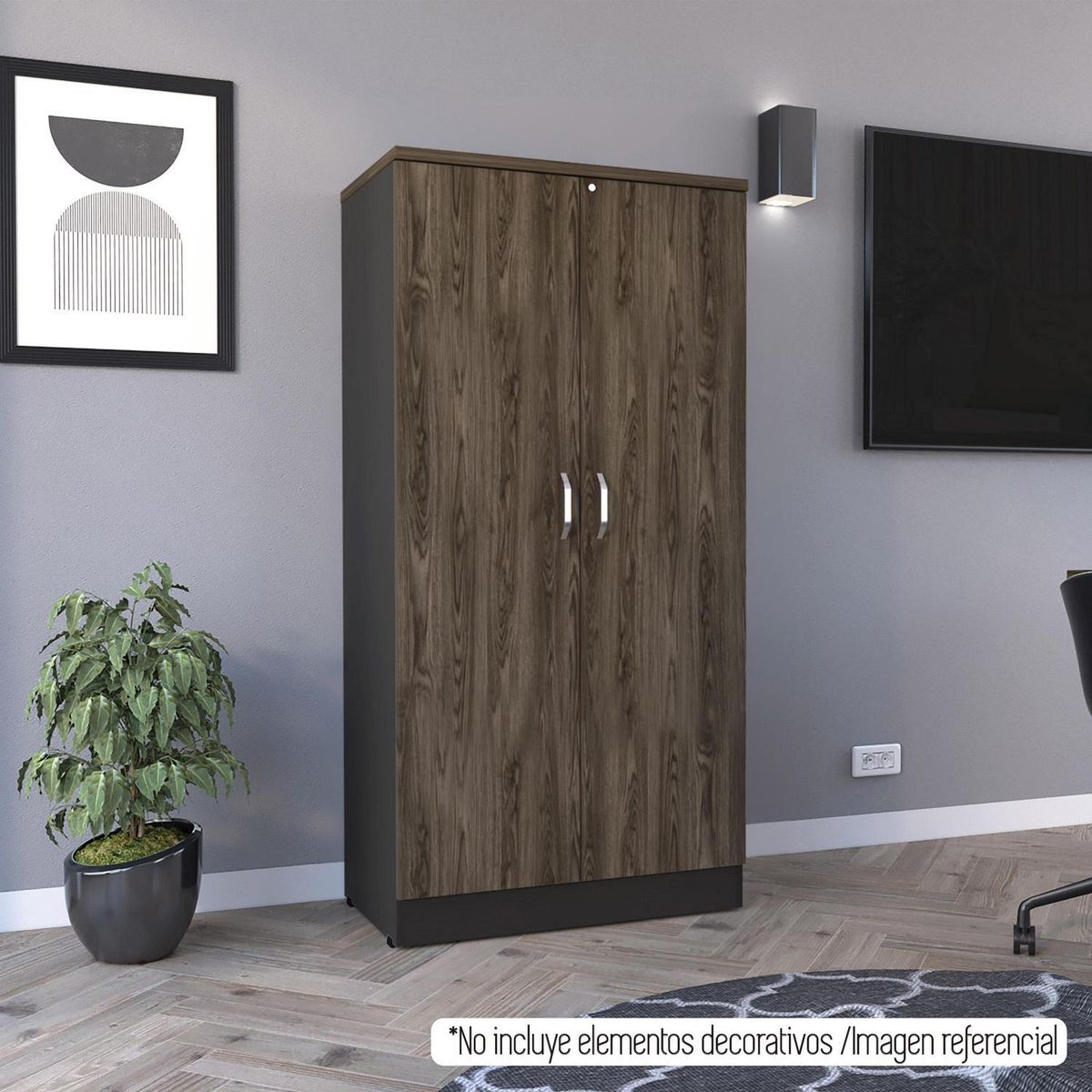 TUHOME - Gabinete Home Off Melamina 4 Nivel(es) 80x161.4x45.2 cm Negro/Coñac