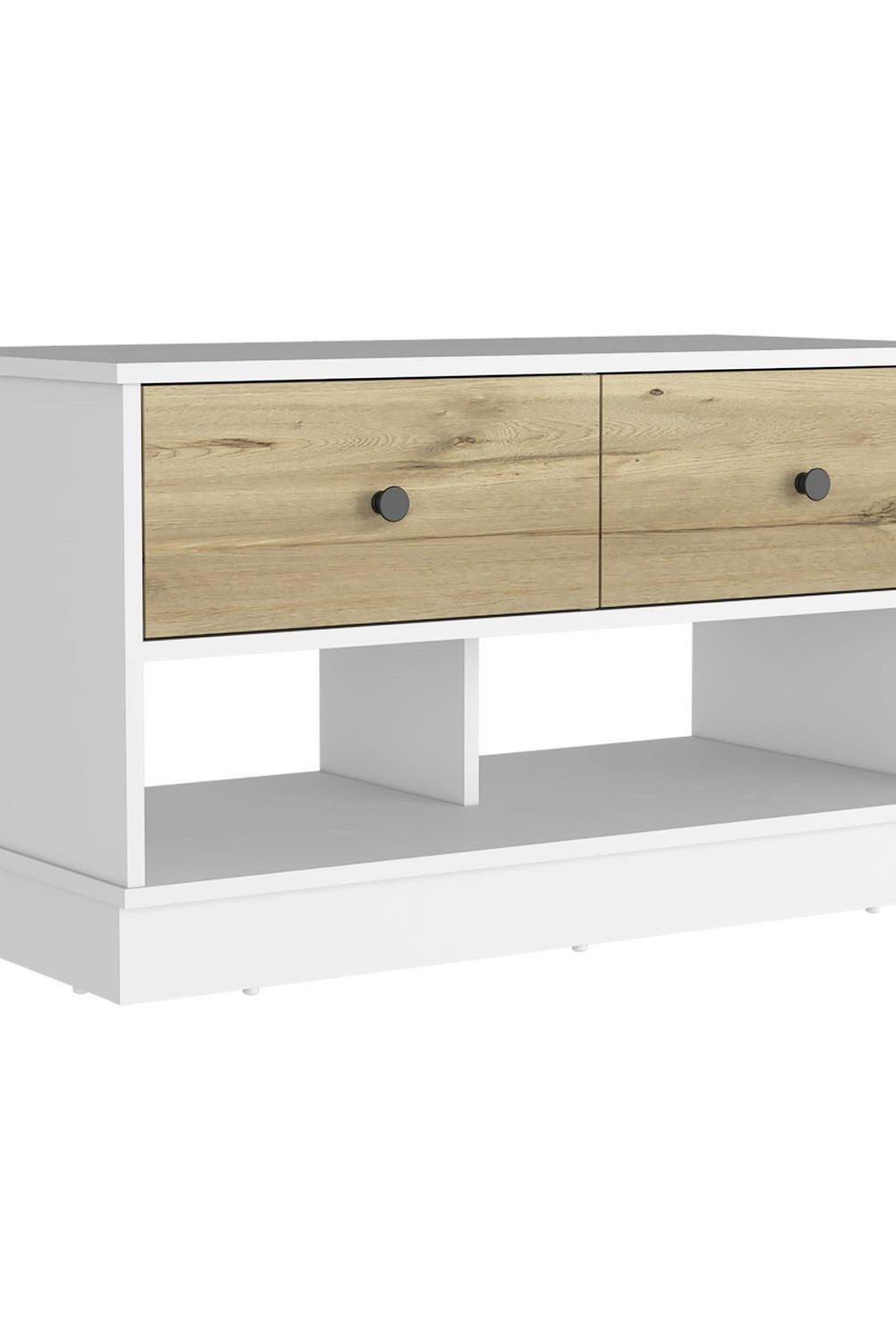 TUHOME - Zapatera Z91 Melamina 2 Nivel(es) 91x50.7x45.5 cm Blanco/Duna