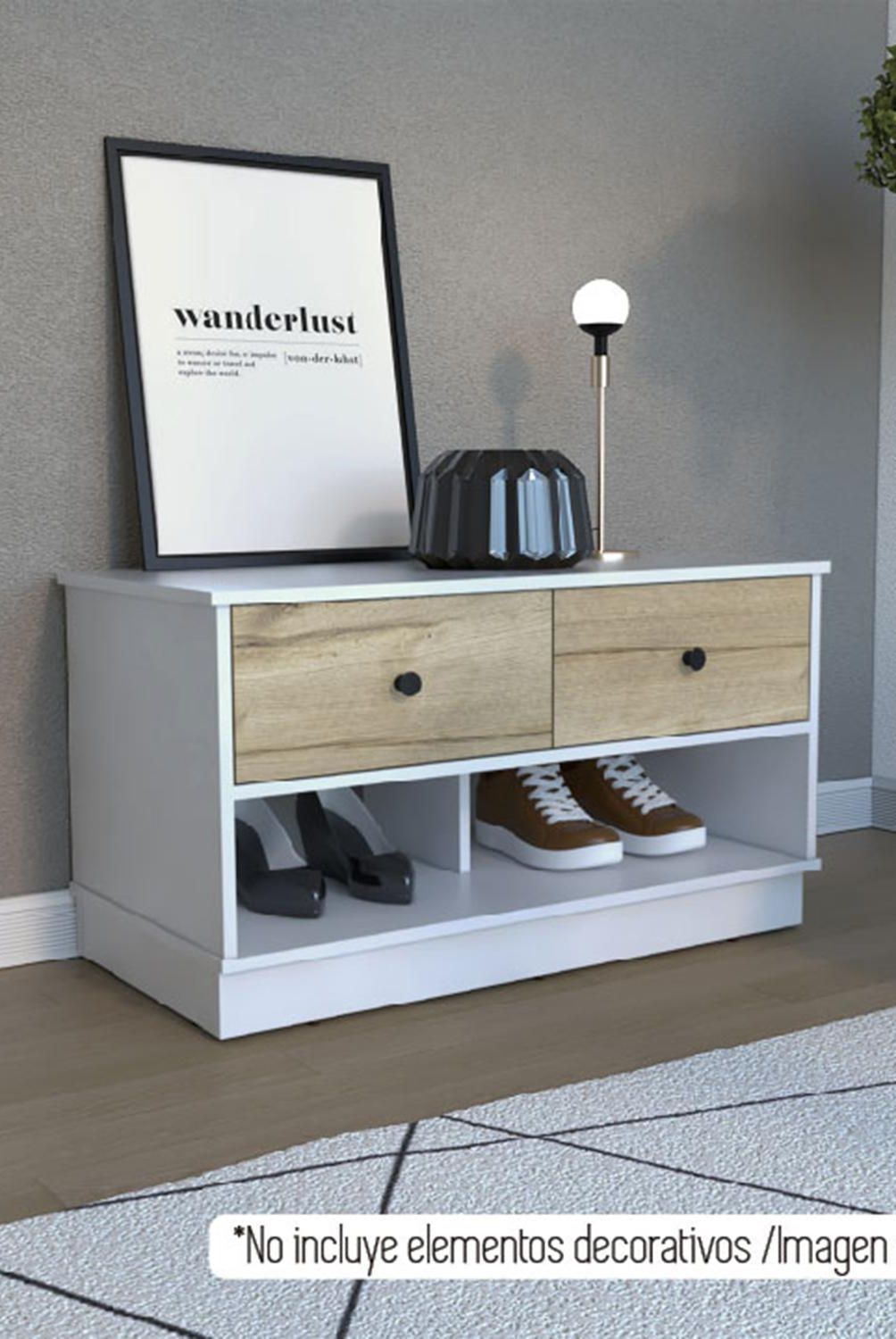 TUHOME - Zapatera Z91 Melamina 2 Nivel(es) 91x50.7x45.5 cm Blanco/Duna