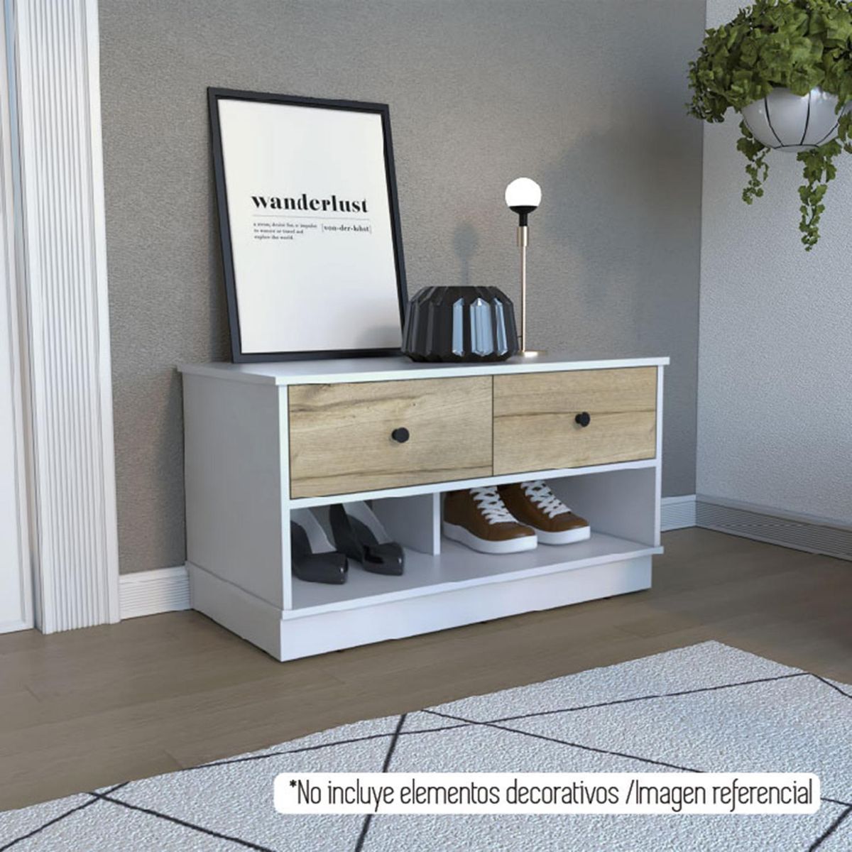 TUHOME - Zapatera Z91 Melamina 2 Nivel(es) 91x50.7x45.5 cm Blanco/Duna