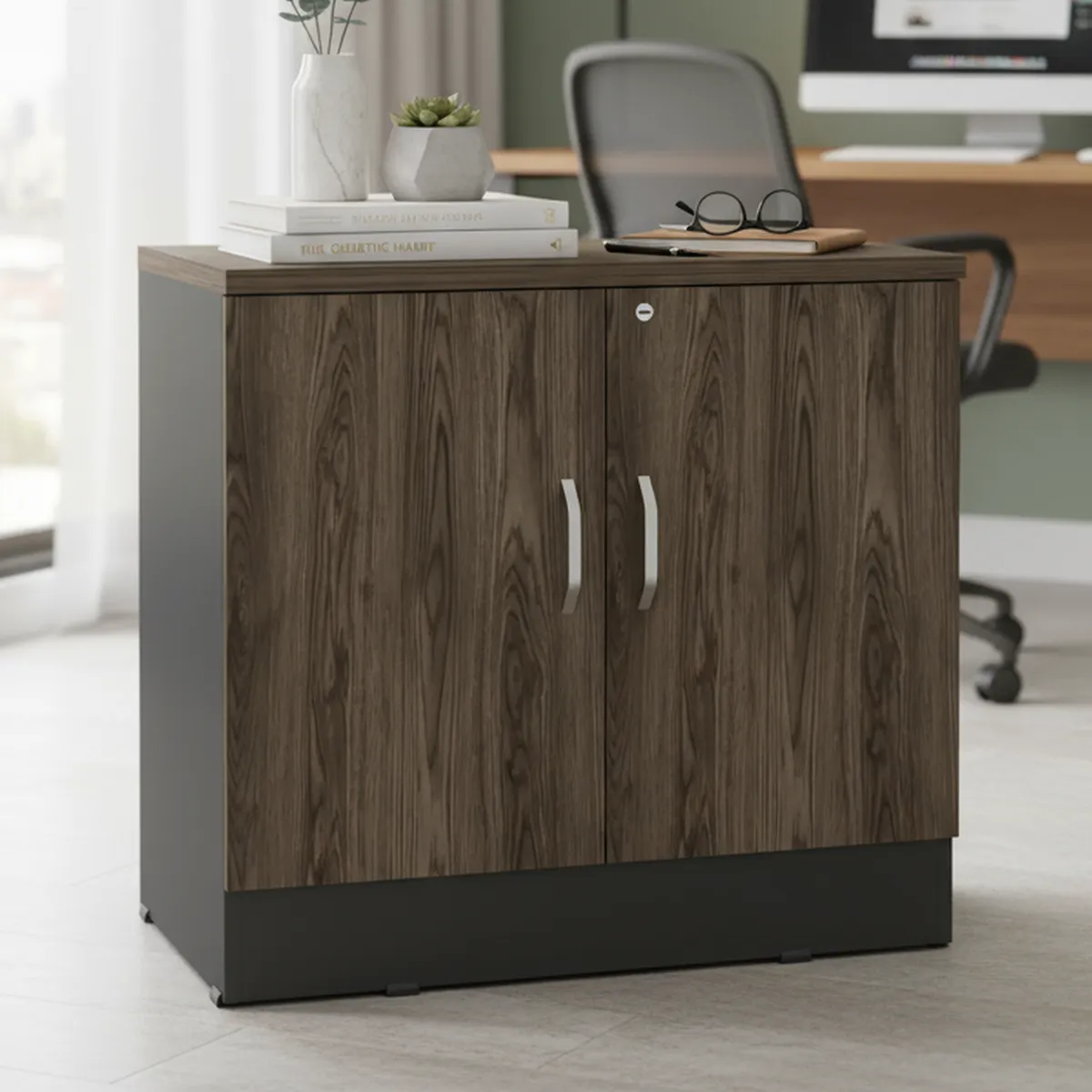 TUHOME - Archivador 2 puertas negro