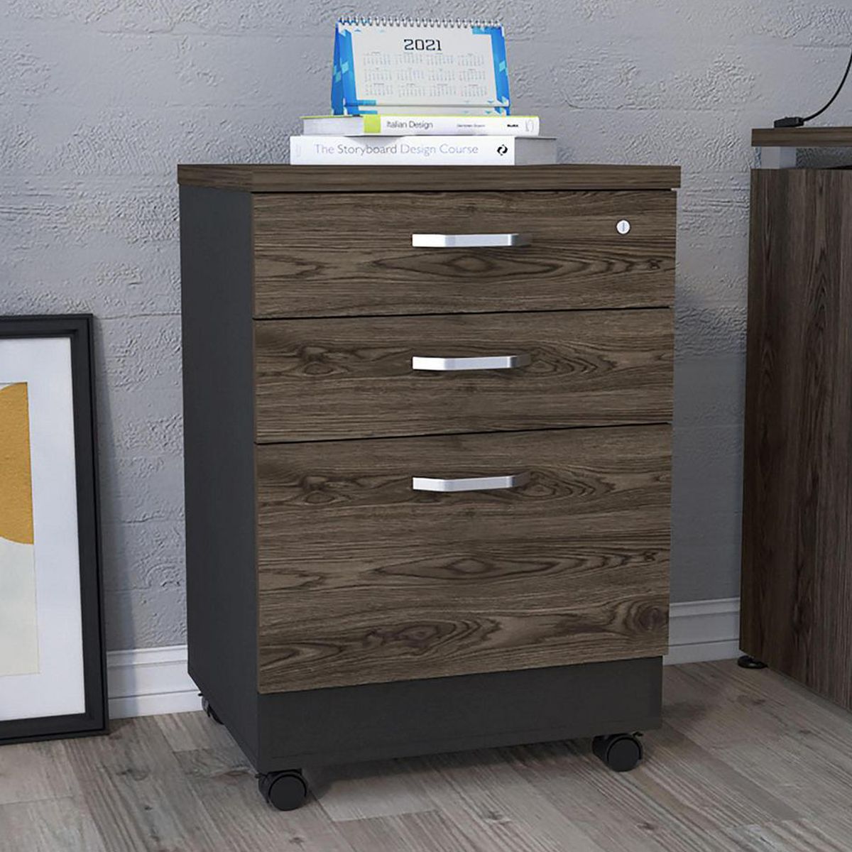 TUHOME - Archivador 3 cajones Home Office negro