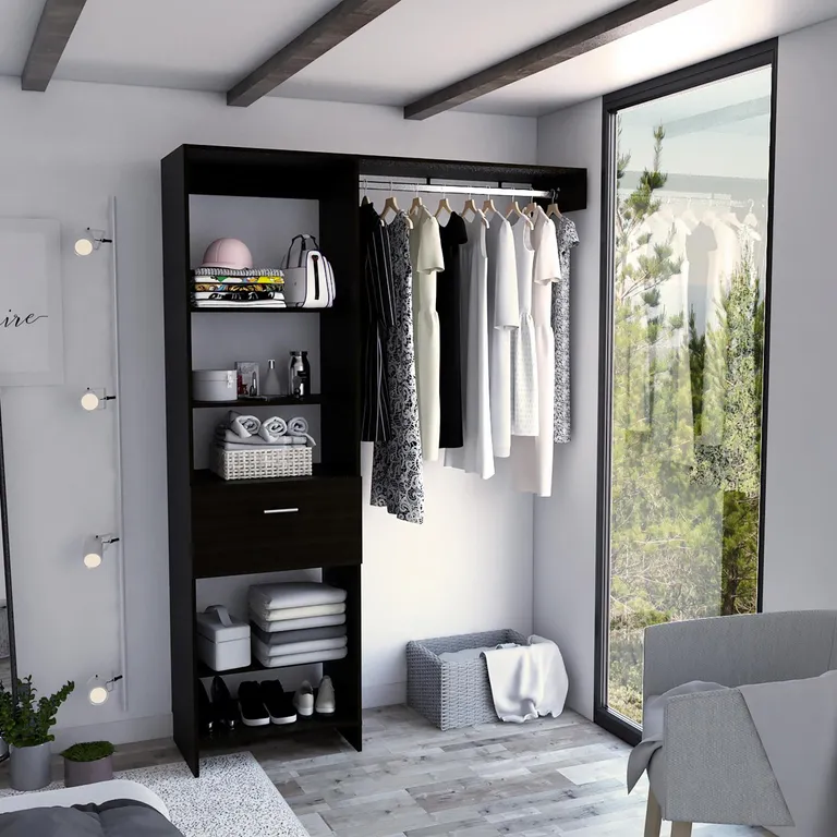 TUHOME Clóset Manchester 0 Puerta(s) 1 Cajón(es) 4 Repisa(s) 150x210.6x41.5 cm