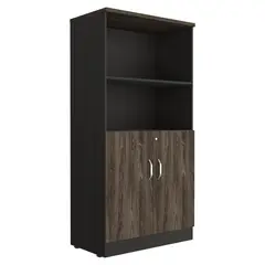 TUHOME - Librero Melamina 2 Nivel(es) 80x161.6x45.2 cm Negro/Coñac