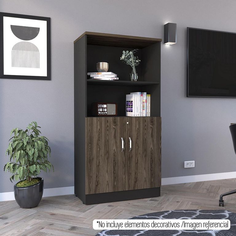 TUHOME Librero Melamina 2 Nivel(es) 80x161.6x45.2 cm Negro/Coñac