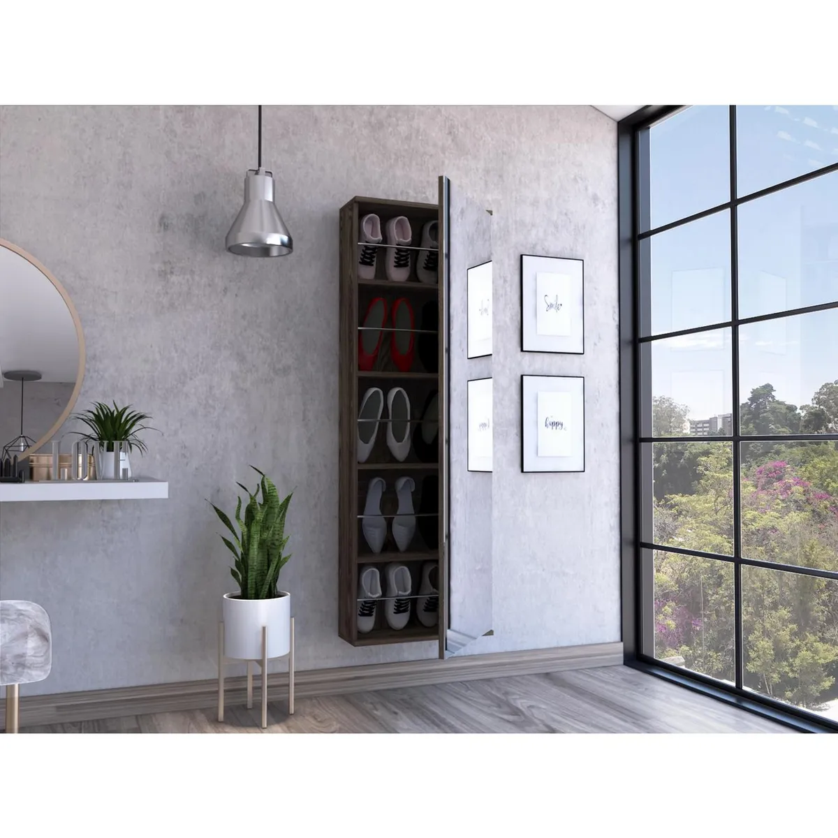 TUHOME - Zapatera Leto Melamina 5 Nivel(es) 47x138x17.6 cm Coñac