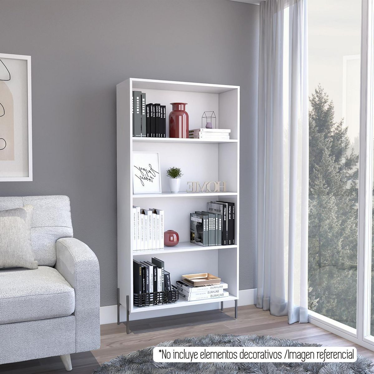 TUHOME - Librero White Collections Melamina 4 Nivel(es) 82.5x165x30 cm Blanco