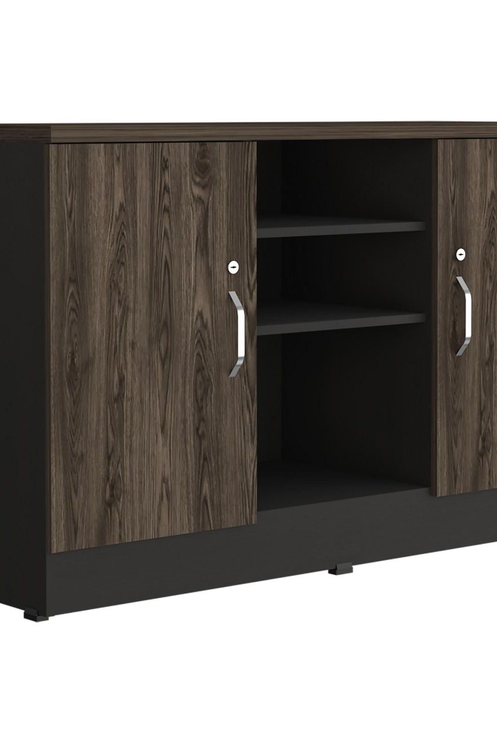 TUHOME - Gabinete Office Melamina 3 Nivel(es) 120x75.7x45.5 cm Negro/Coñac