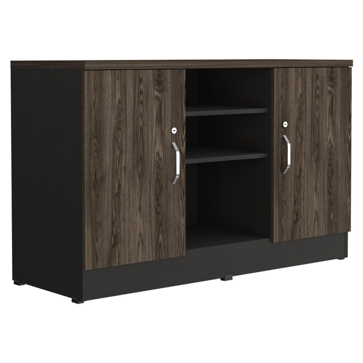 TUHOME - Gabinete Office Melamina 3 Nivel(es) 120x75.7x45.5 cm Negro/Coñac