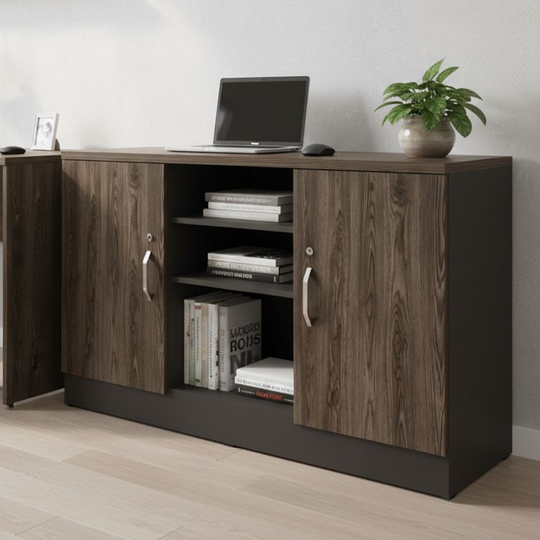 TUHOME Gabinete Office Melamina 3 Nivel(es) 120x75.7x45.5 cm Negro/Coñac