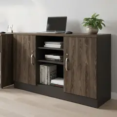 TUHOME - Gabinete Office Melamina 3 Nivel(es) 120x75.7x45.5 cm Negro/Coñac