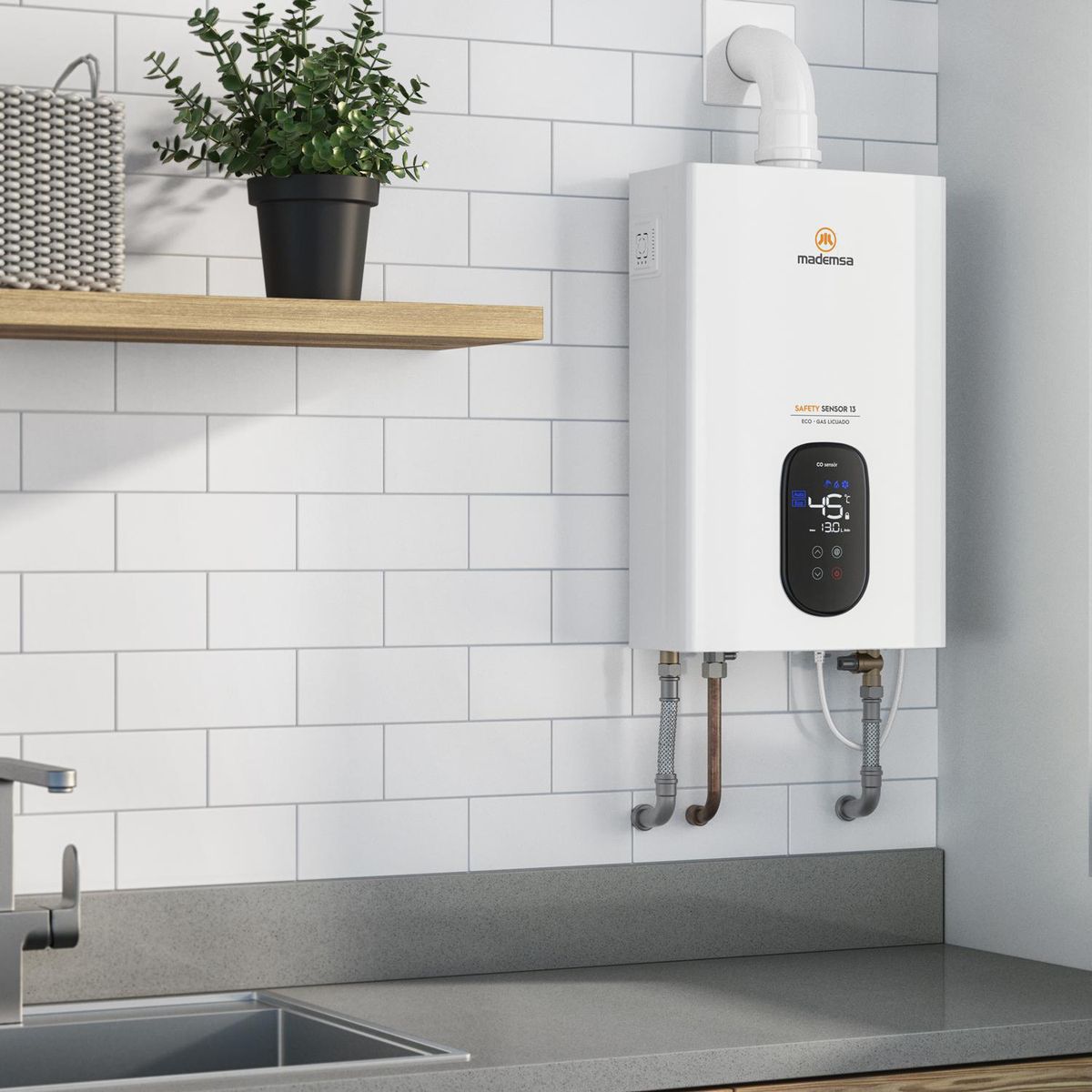 MADEMSA - Calefont Gas Licuado 13 Litros Tiro Forzado 