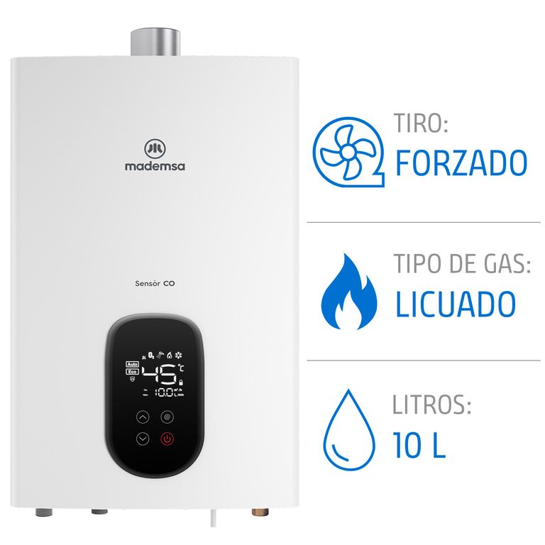 Calefont 10 Litros Gas Licuado Tiro Forzado
