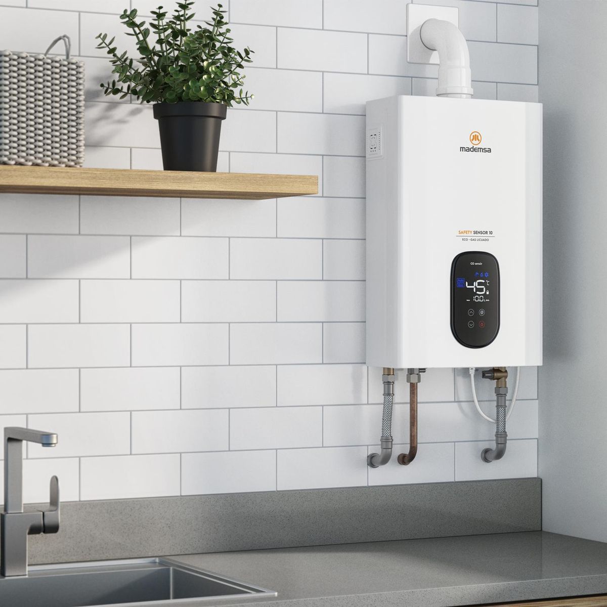 MADEMSA - Calefont Gas Licuado 10 Litros Tiro Forzado 