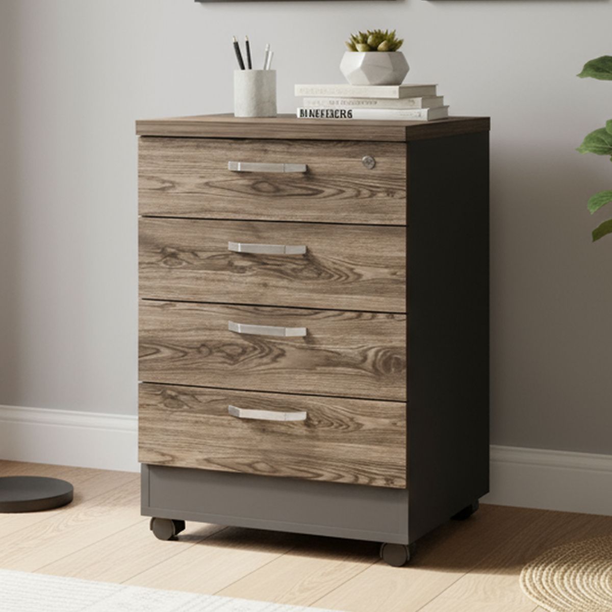 TUHOME - Archivador 4 cajones bajo negro