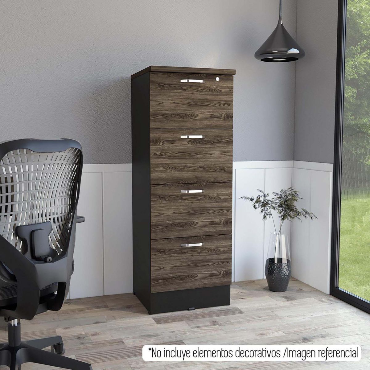 TUHOME - Archivador 4 cajones alto negro