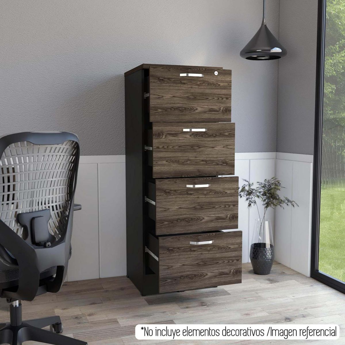 TUHOME - Archivador 4 cajones alto negro