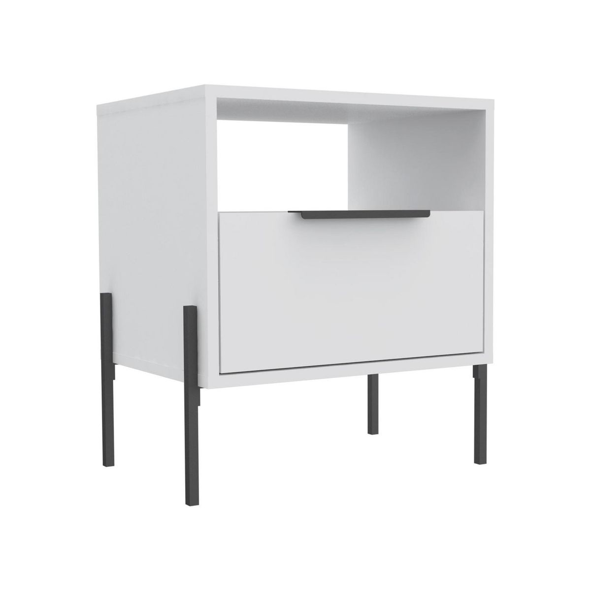 TUHOME - Velador 1 Puerta 1 Cajón(es) White Collection 47.6x52x34.8 cm Blanco