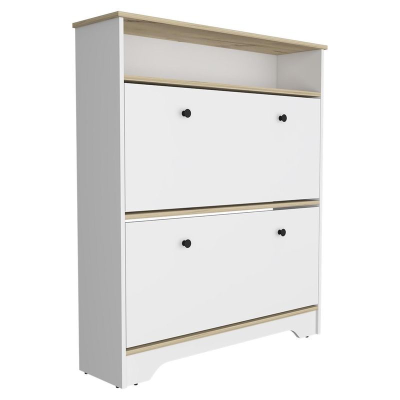 TUHOME - Cómoda 2 Puertas BI Color 100x116,2x27 cm Blanco/Cafe