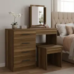 TUHOME - Tocador 4 Cajón(es) Kaia 100x126.5x42.5 cm Marrón