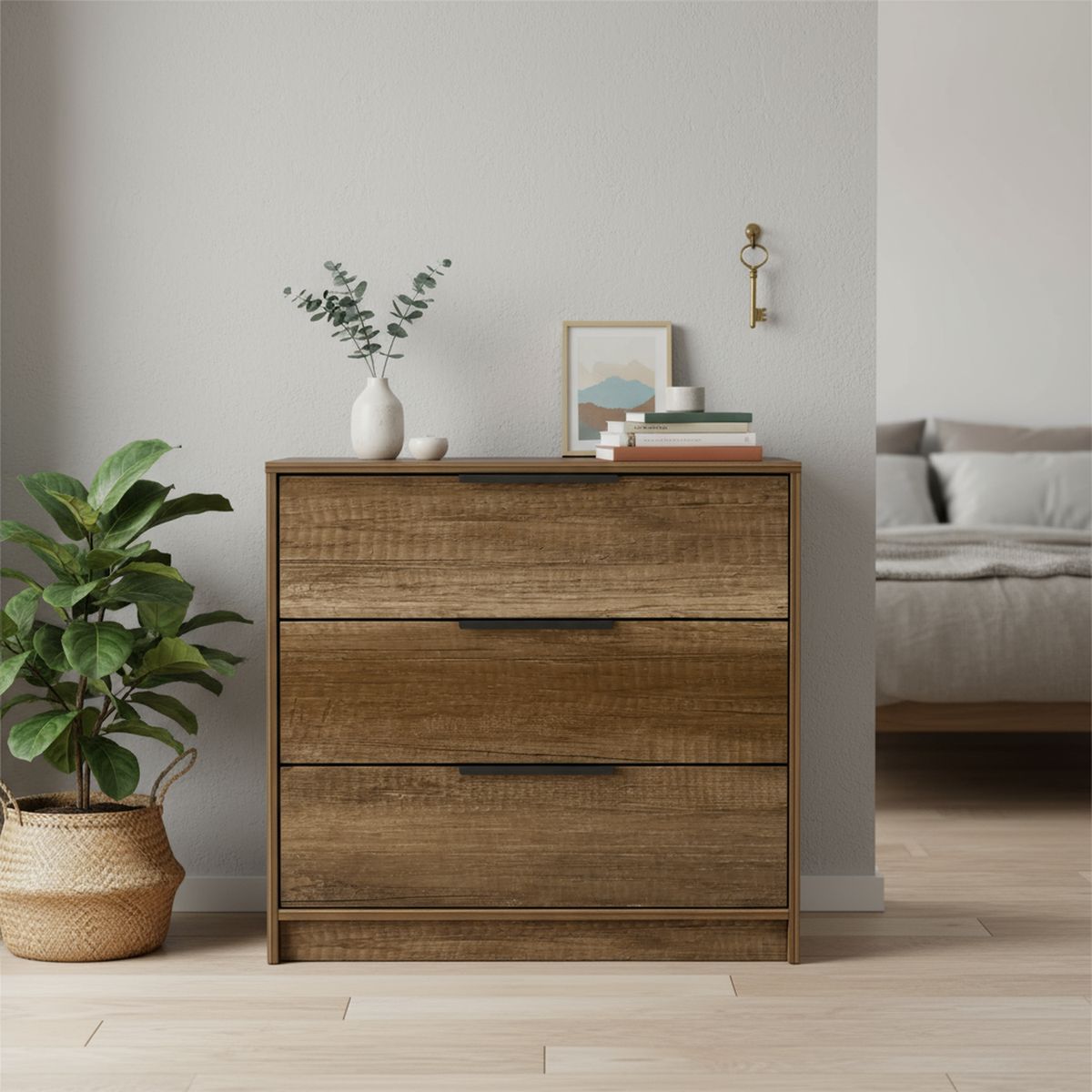 TUHOME - Cómoda 3 Cajón(es) Kaia 70x68.7x41.3 cm Marrón