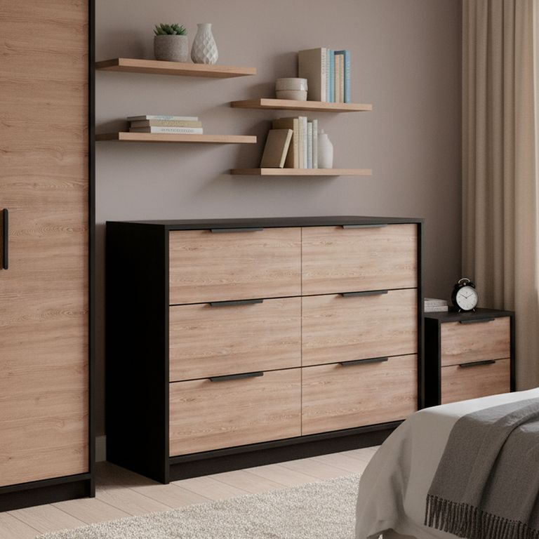 TUHOME Cómoda 2 Puertas 4 Cajón(es) Kaia 107x77.6x41.6 cm