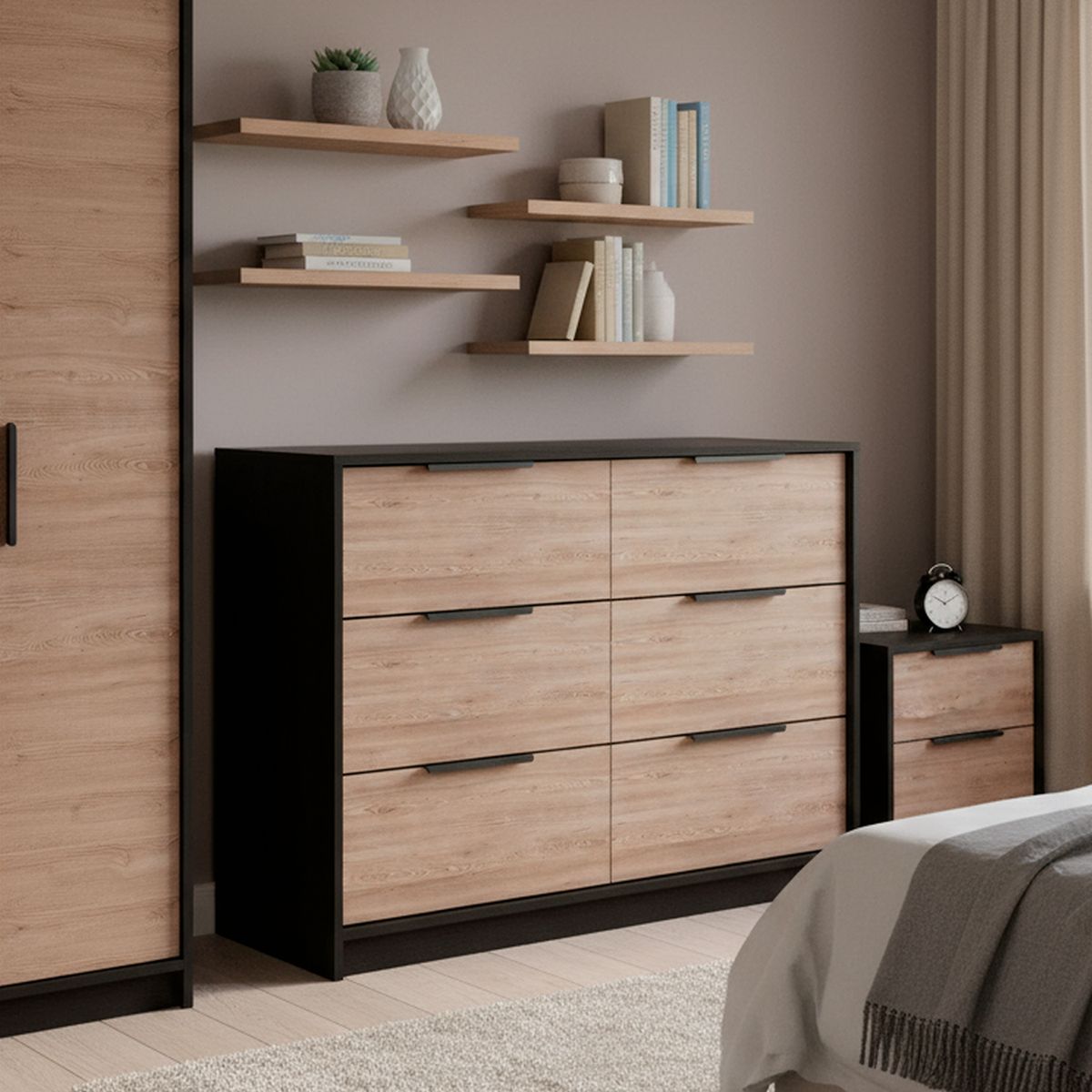 TUHOME - Cómoda 2 Puertas 4 Cajón(es) Kaia 107x77.6x41.6 cm Wengue