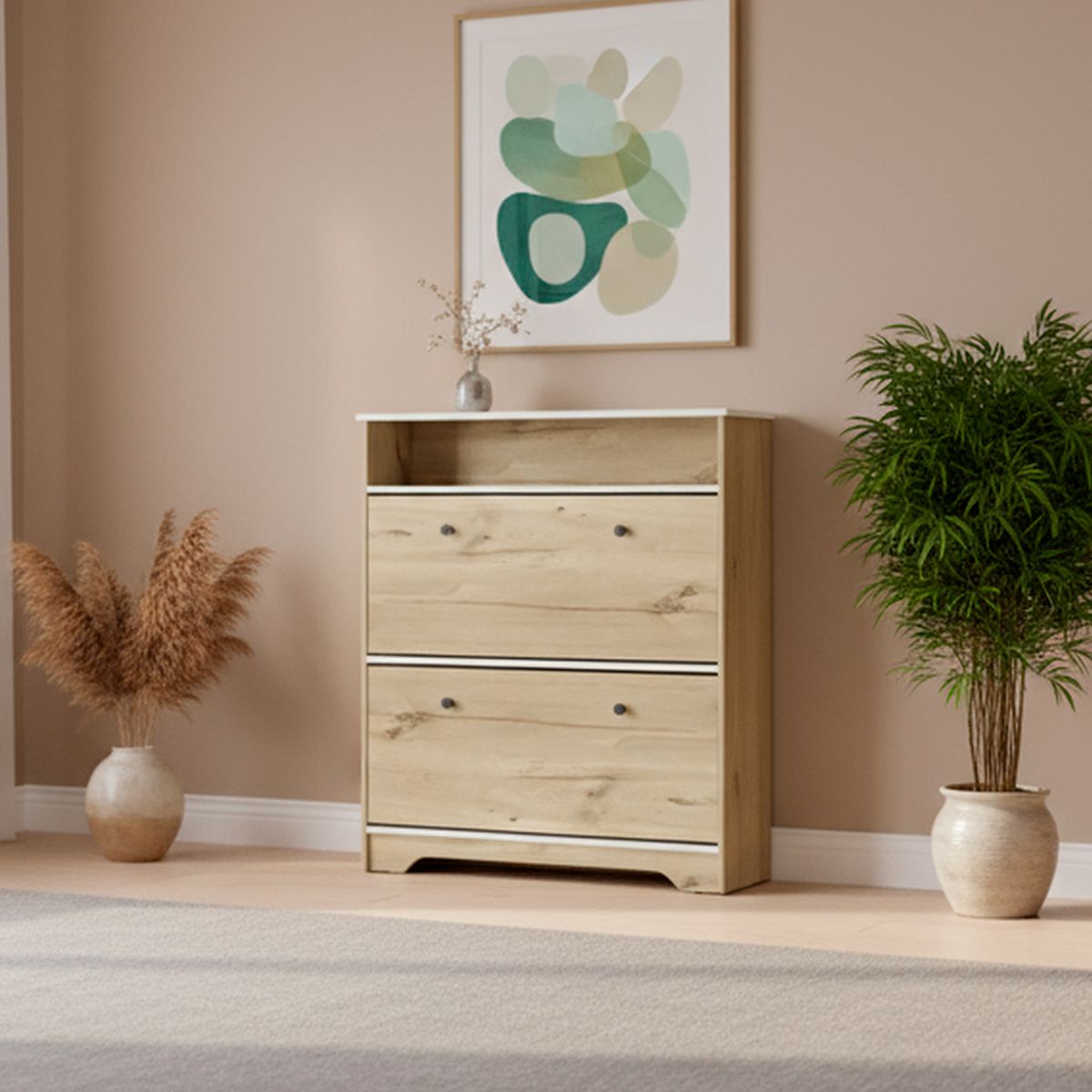 TUHOME - Zapatera BI Color Melamina 2 Nivel(es) 100x116.2x27 cm Natural