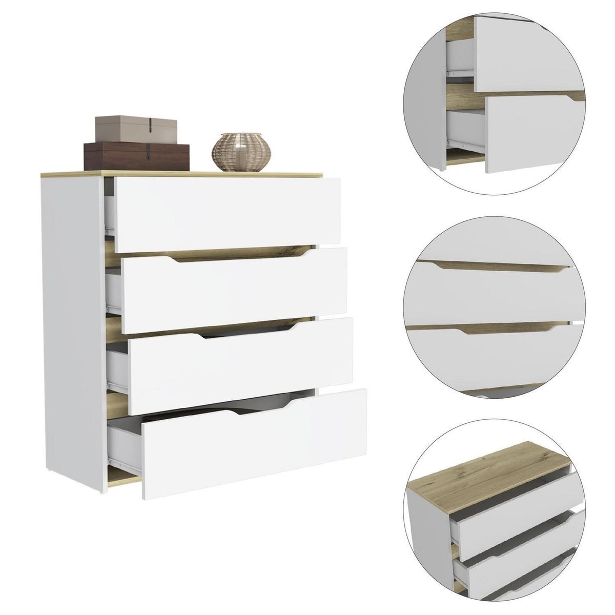 TUHOME - Cómoda 3 Cajón(es) BI Color 80x89.1x35 cm Blanco